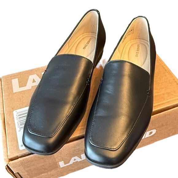 Lands End Womens Classic Black Leather Loafer Sz 9.5 M New In Box 550718 - Picture 1 of 10